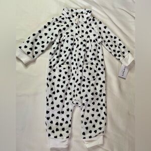 NWT Carter's White One Piece with Black Heart Pattern Size 3M